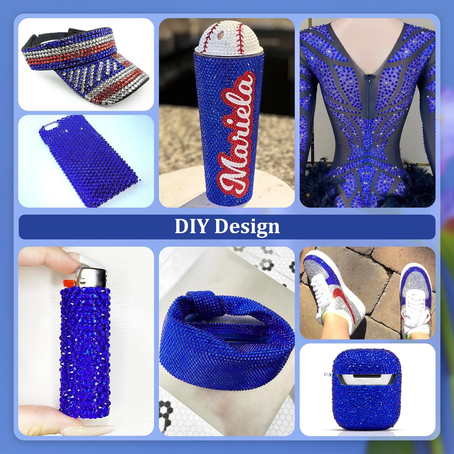 Resin Rhinestones for Crafting, 2 Boxeses Royal Blue Multi Sizes Flatback Bedazzling Crystals for Crafts Nail Art Deco, Non Hotfix Gems Charms for Tumbler Shoes Clothing Fabric Face Makeup