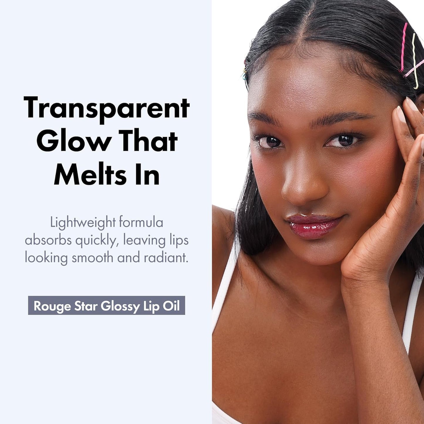 Rouge Star Glossy Lip Oil - Hydrating Lip Gloss - Non-Sticky Shine with Argan Oil & Vitamin - Deep Moisturization & Lip Softening 0.14 oz (Glossy Lip Oil)