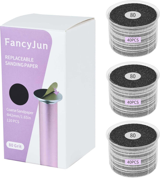 120PCS Coarse 80 Grit Replaceable Sandpaper Discs for Electric Foot Callus Removers - 42mm Heavy-Duty Foot File Refills - Fast Dead Skin & Callus Removal