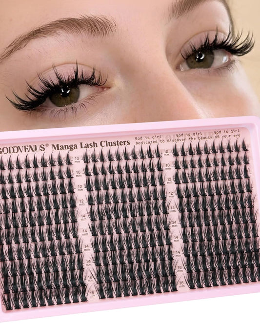 Manga Lash Clusters Natural Wispy 300 Pcs Fairy Eyelash Clusters 10-16mm Fluffy Cluster Eyelash Extensions Anime Cosplay No Plastic Feel Individual Lash Extension CC Curve