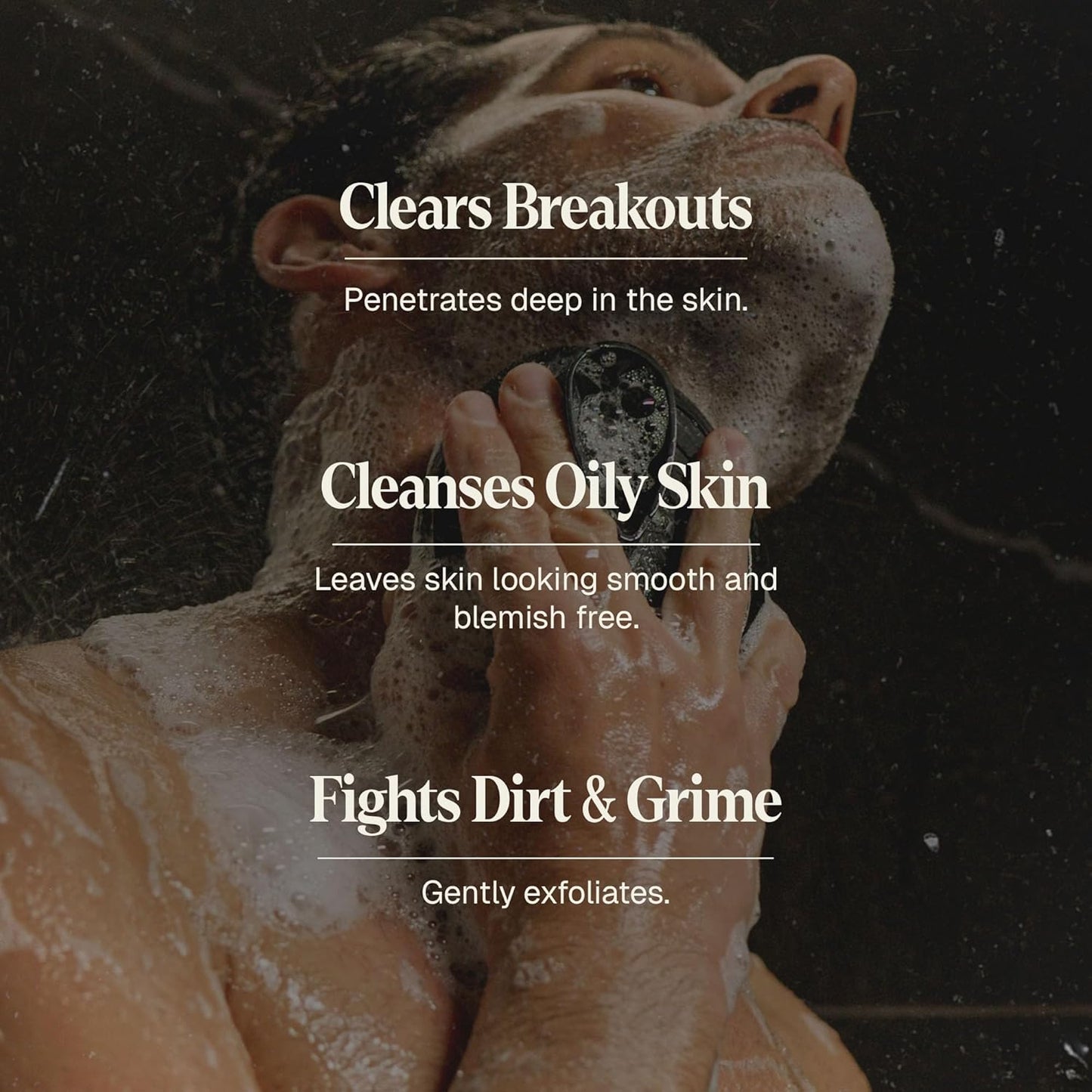 Black Wolf Charcoal Face Wash & Silicone Scrubber Set for Men - Daily Grooming & Hygiene Essentials for Mens Skin Care