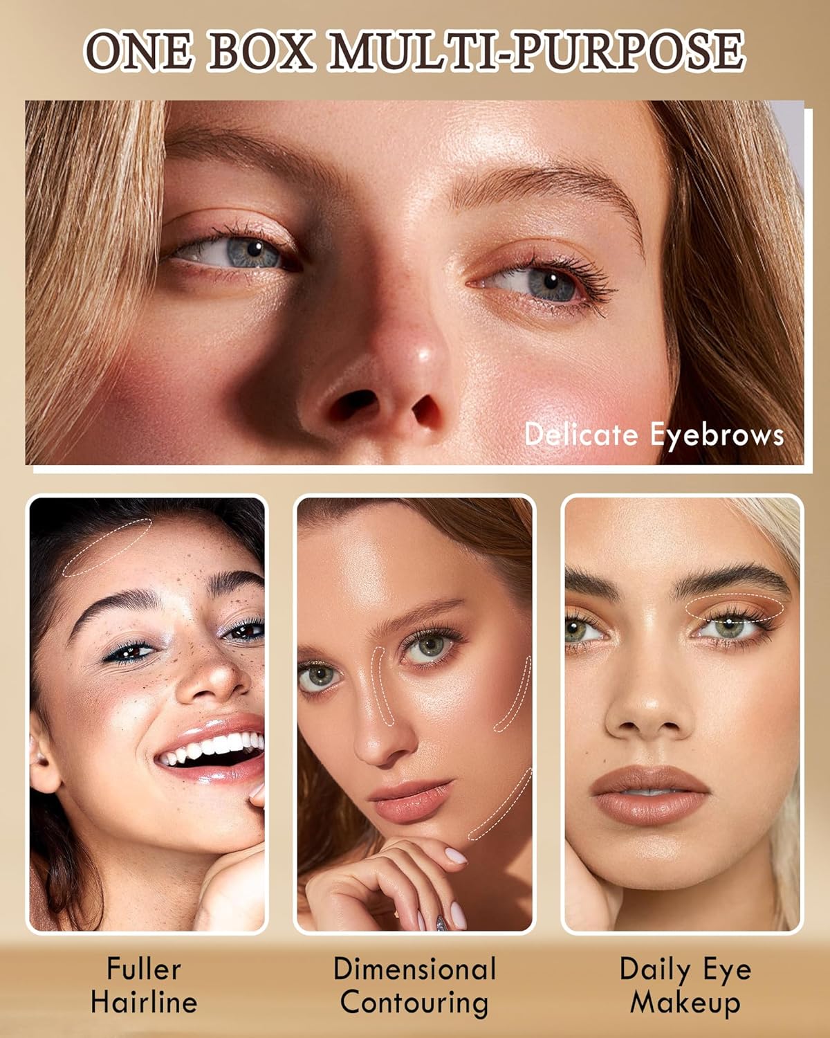 Eyebrow Powder Makeup Kit-3 Colors Eye Brow Tinting Powder Palette for Women Eyebrows Long-Lasting Waterproof, Dark Light Black Brown Brow Filler, Enhance & Define Brows, With Mirror, Brow Tool-Set 03