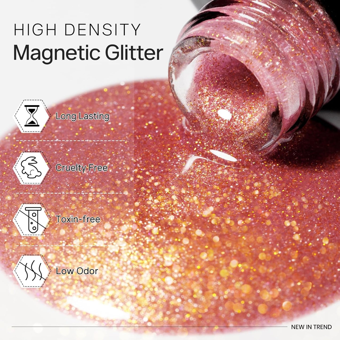 MIZHSE Cat Eye Gel Nail Polish, Magnetic Gel Polish Set with Magnet, Shimmery Cateye Effect Neon Pink Green Purple Colors Soak Off Nail Art Manicure Home Gift for Ladies