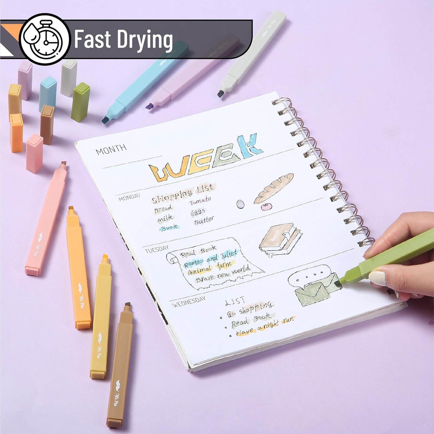 Mr. Pen- Aesthetic Highlighters, 8 Pack, Chisel Tip, Moss Garden, Cute Highlighters Assorted Colors, Back to School Supplies