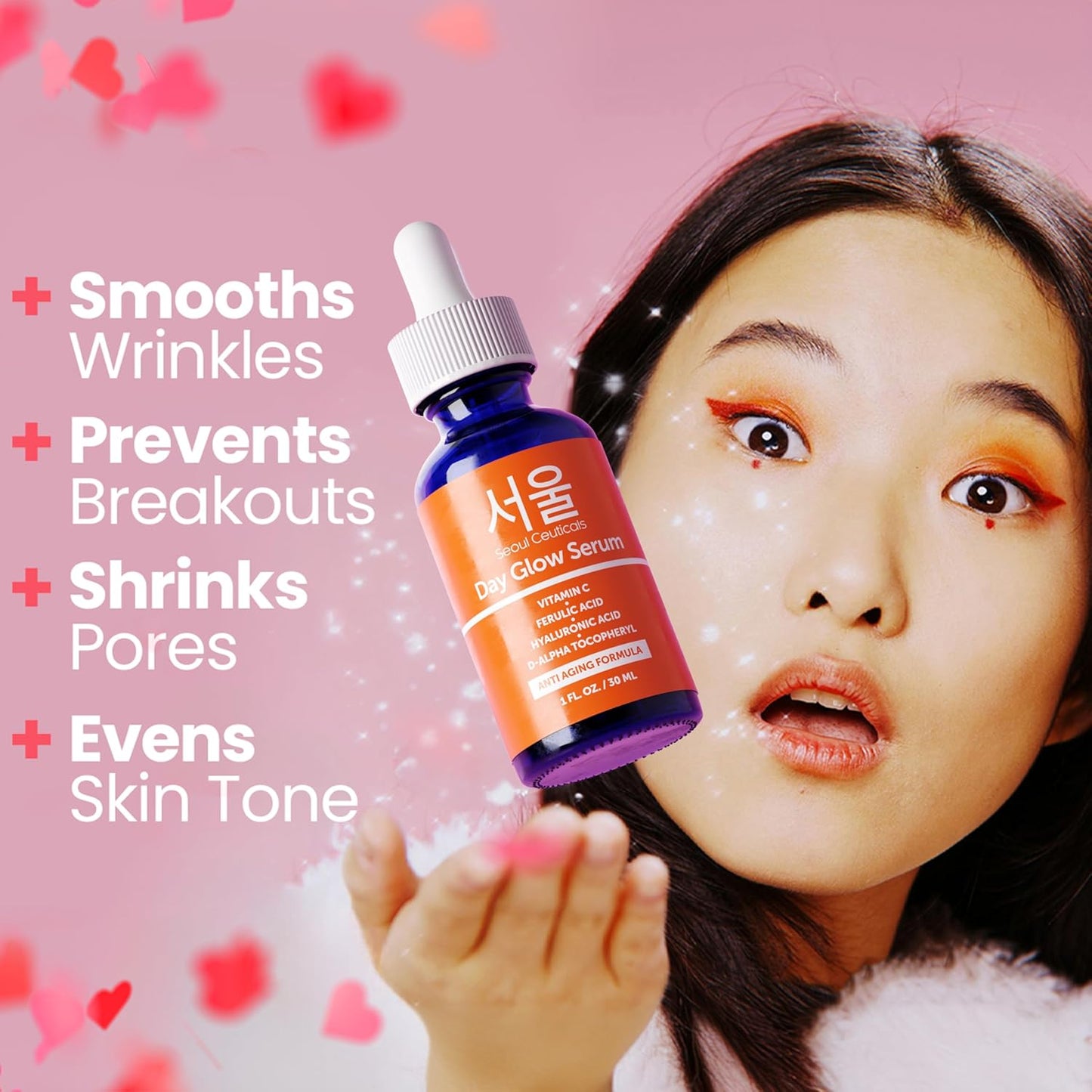 SeoulCeuticals Korean Skin Care 20% Vitamin C Hyaluronic Acid Serum + CE Ferulic Acid - Potent Anti Aging, Anti Wrinkle Korean Beauty 1oz