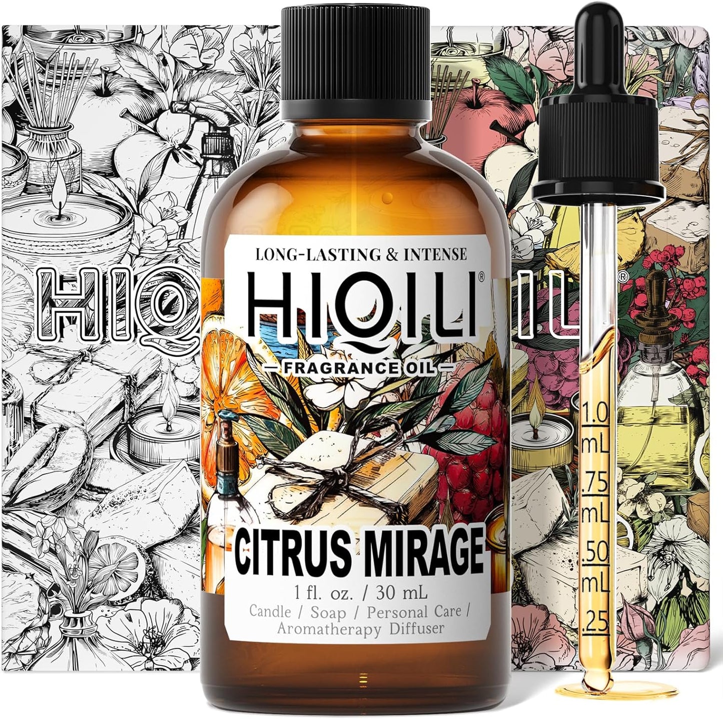HIQILI Citrus Mirage Fragrance Oil for Candle & Soap Making, Perfect for Scent Diffuser & Humidifier, DIY Multi-Use Cleaner - 1 Fl Oz