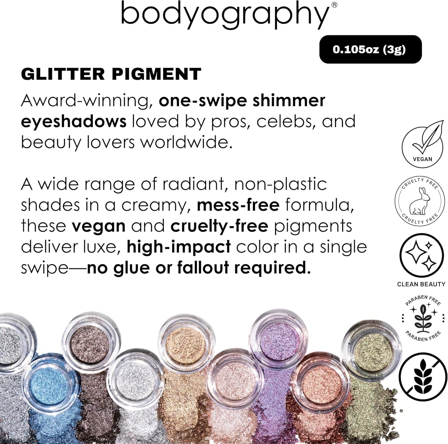 Bodyography Glitter Pigment - Off the Hook Taupe for Women - 0.105 oz Eye Shadow