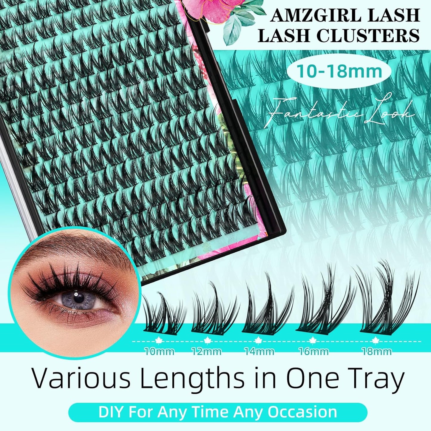 Lash Clusters Kit 140pcs Manga Lash Extension Kit Anime Cluster Lashes Natural Look with Waterproof Lash Bond and Seal, Lash Tweezer with Wet Look Ultra-Thin Band Anime Lashes(Puppy-Kit,C-10-18mm)