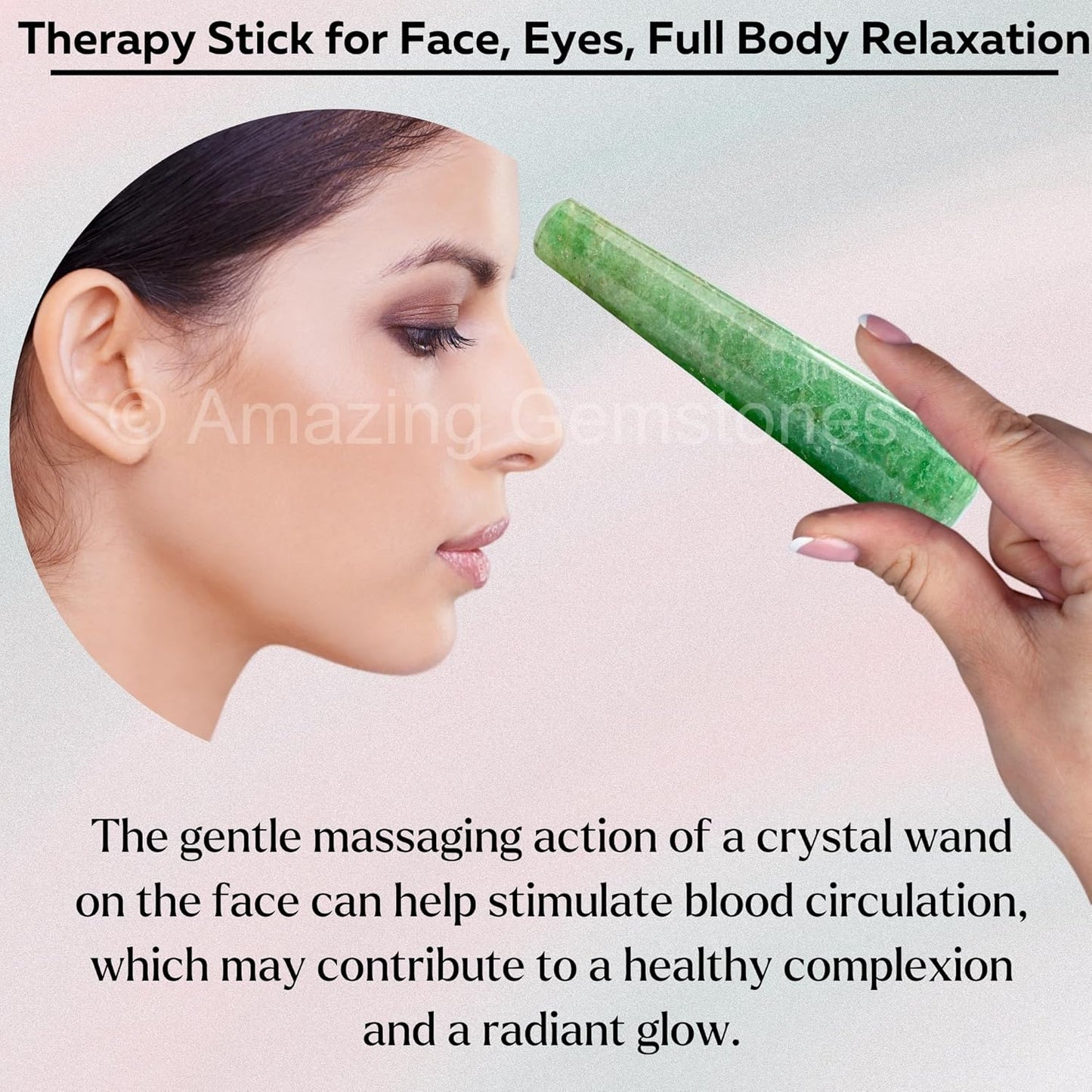 Amazing Gemstone Green Strawberry Quartz Crystal Wand Massage Stick - Pelvic Wand Gua Sha for Adults - Crystals and Healing Stones Massage Wands for Adults Gifts (Smooth)