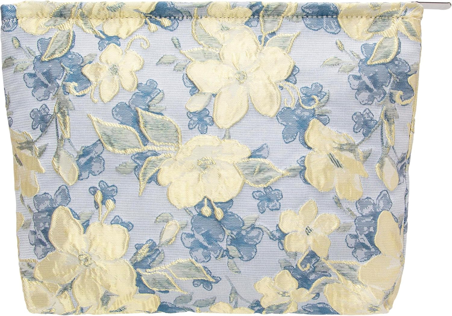 PAZIMIIK Makeup Bag Large Cotton Zipper Pouch for Purse Travel Canvas Make Up Organizer for Women Cosmetic,Brocade Blue