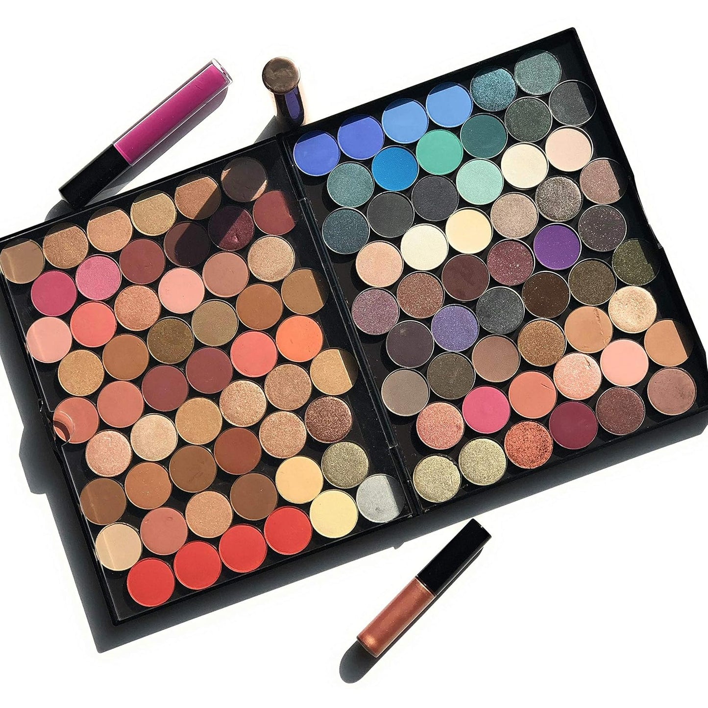 The Adept Palette in Singularity Black - Double Sided Magnetic Empty Palette with Divider, Holds Over 100 Single Round Standard Sized Eyeshadow Pans, Hardshell Case