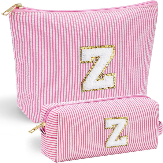 YOOLIFE Birthday Gifts for Women Girls - Personalized Initial Cute Pink Makeup Bags Cosmetic Bag Make Up Bag Toiletry Pouch Gift for Women Her Friend Mom Teacher Sister Teenager Female Bridesmaids Z