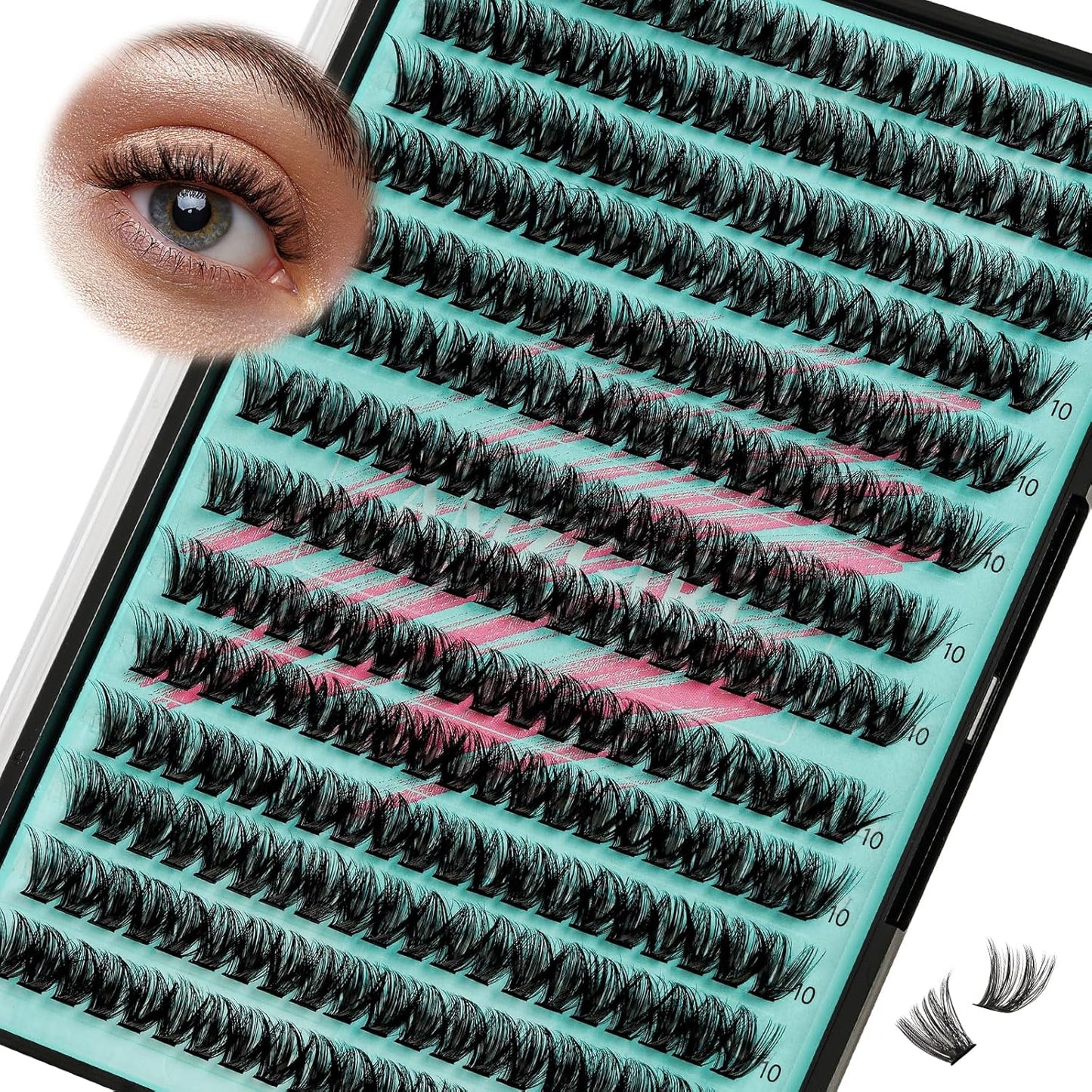 Lash Clusters Wispy 280PCS Eyelash Extension 70D Cluster Lashes Individual Lashes DIY Lash Extension Natural Look Cluster Eyelash Extensions Soft False Eyelashes at Home for Beginners(10mm)