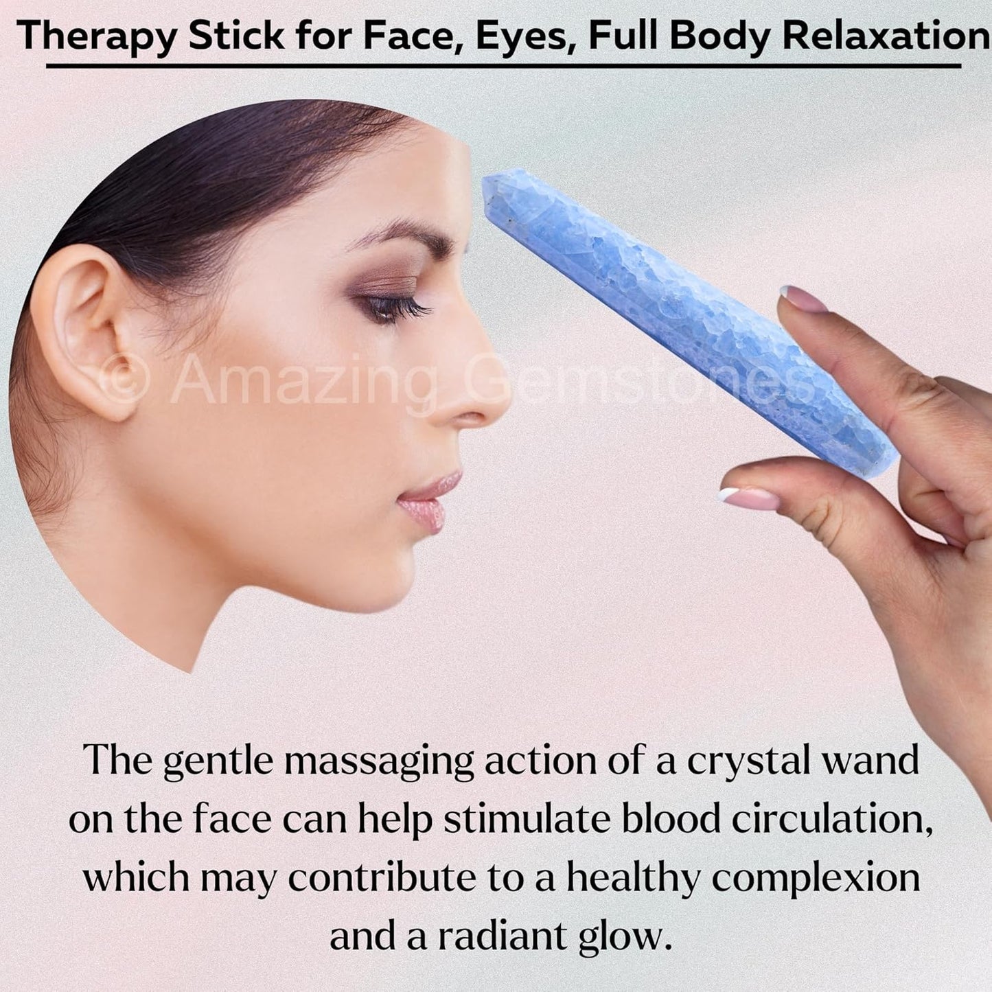 Amazing Gemstone Blue Calcite Crystal Wand Massage Stick - Pelvic Wand Gua Sha for Adults - Crystals and Healing Stones Massage Wands for Adults Gifts (Pointed)