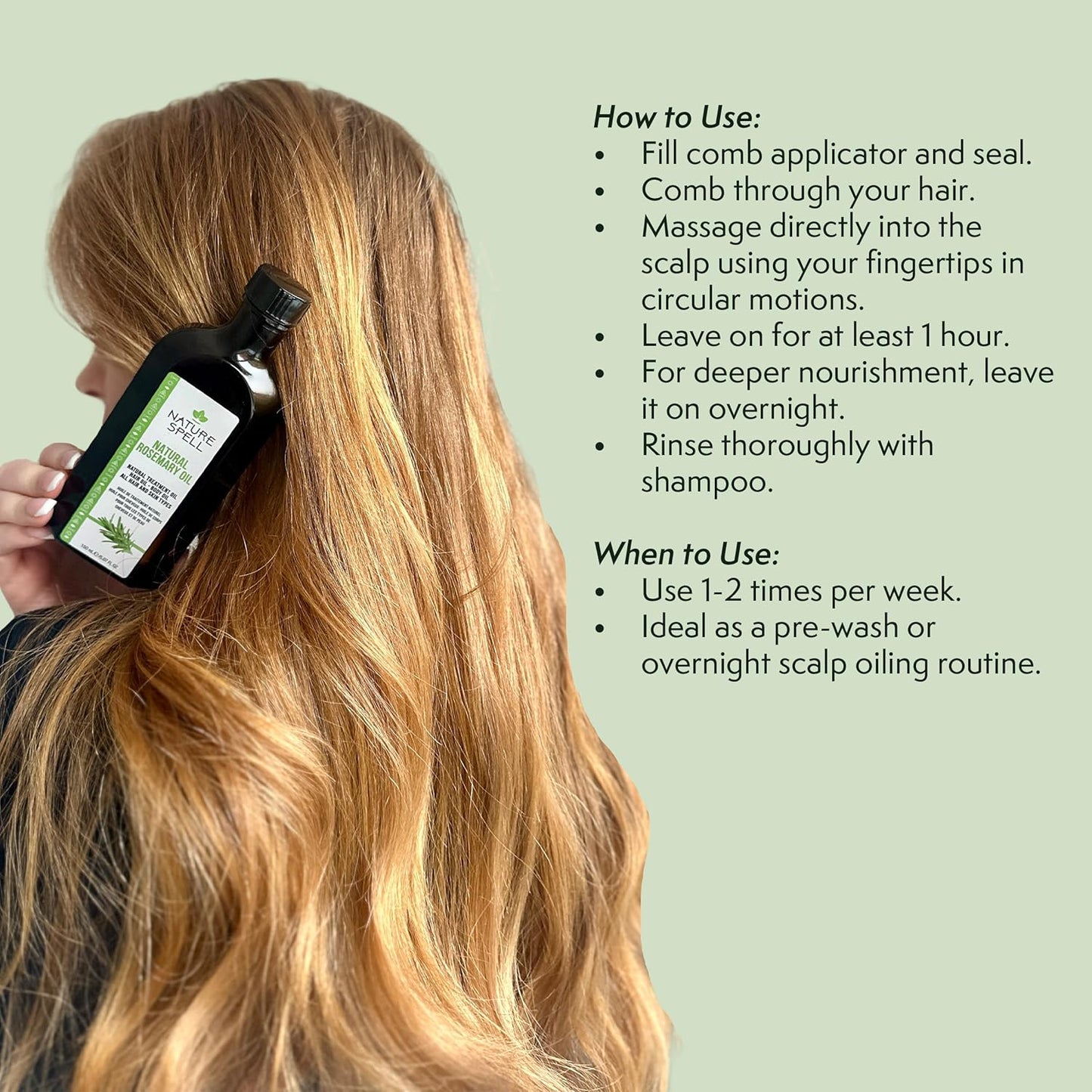 Nature Spell Rosemary Oil For Hair Growth With Root Comb Applicator, Pre-Diluted Hair & Scalp Oil Nourishes Dry, Damaged Hair, For Women & Men, 5.07 Fl Oz