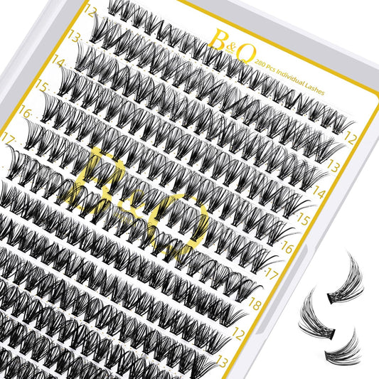 B&Qaugen Lash Clusters 30D+40D-C-12-18MIX Individual Lashes 280 Clusters False Eyelash 9-16MIX DIY Eyelash Extensions at Home (30D+40D,C-12-18MIX)