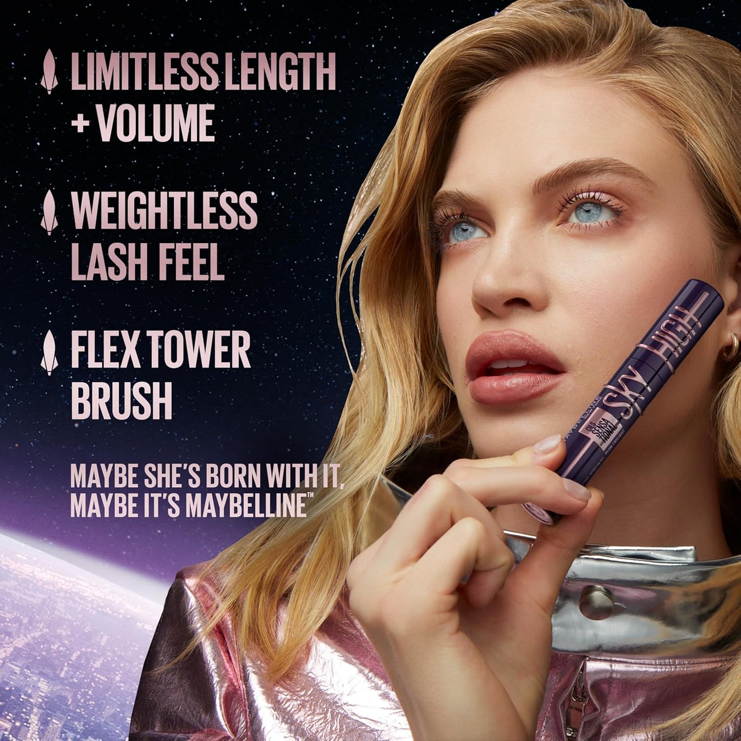 Maybelline Lash Sensational Sky High Waterproof Mascara Makeup, Volumizing, Lengthening, Defining, Curling, Multiplying, Buildable Formula, Brownish Black, 1 Count