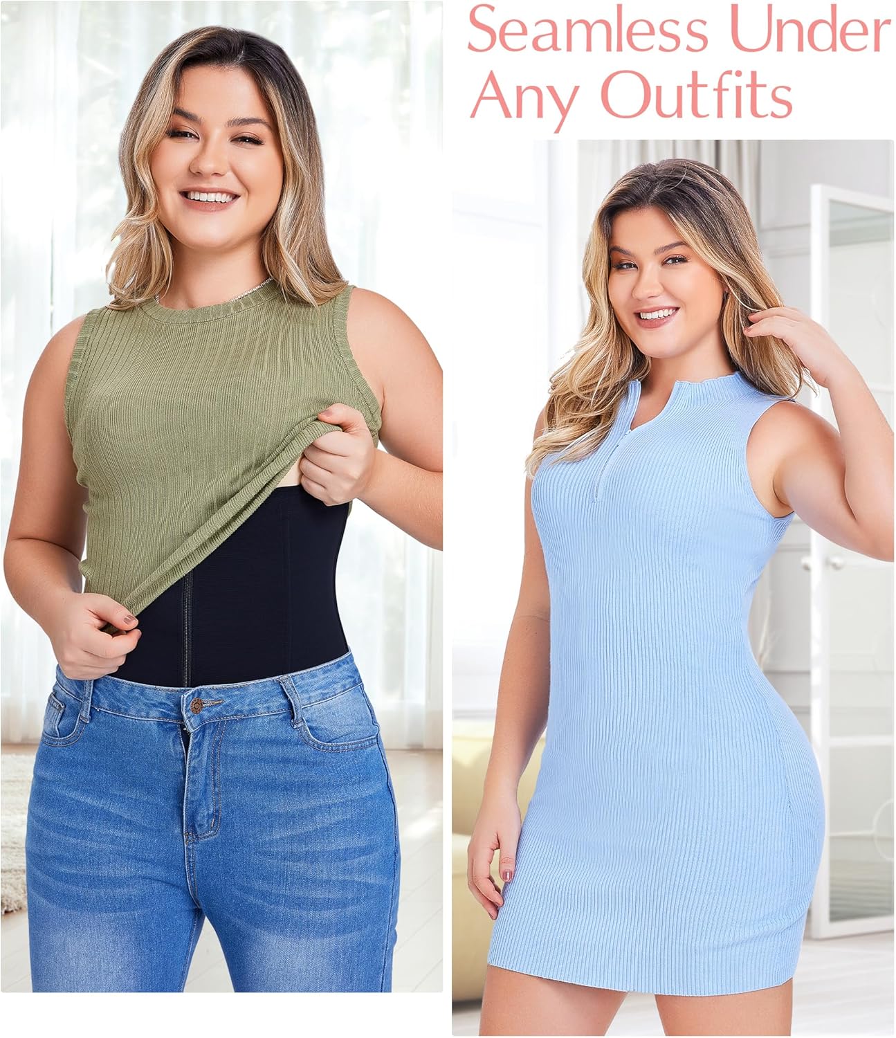 MERYOSZ Waist Trainer Corset Zipper Tummy Control Shapewear Breathable Waist Cincher for Women Body Shaper Sport Girdle