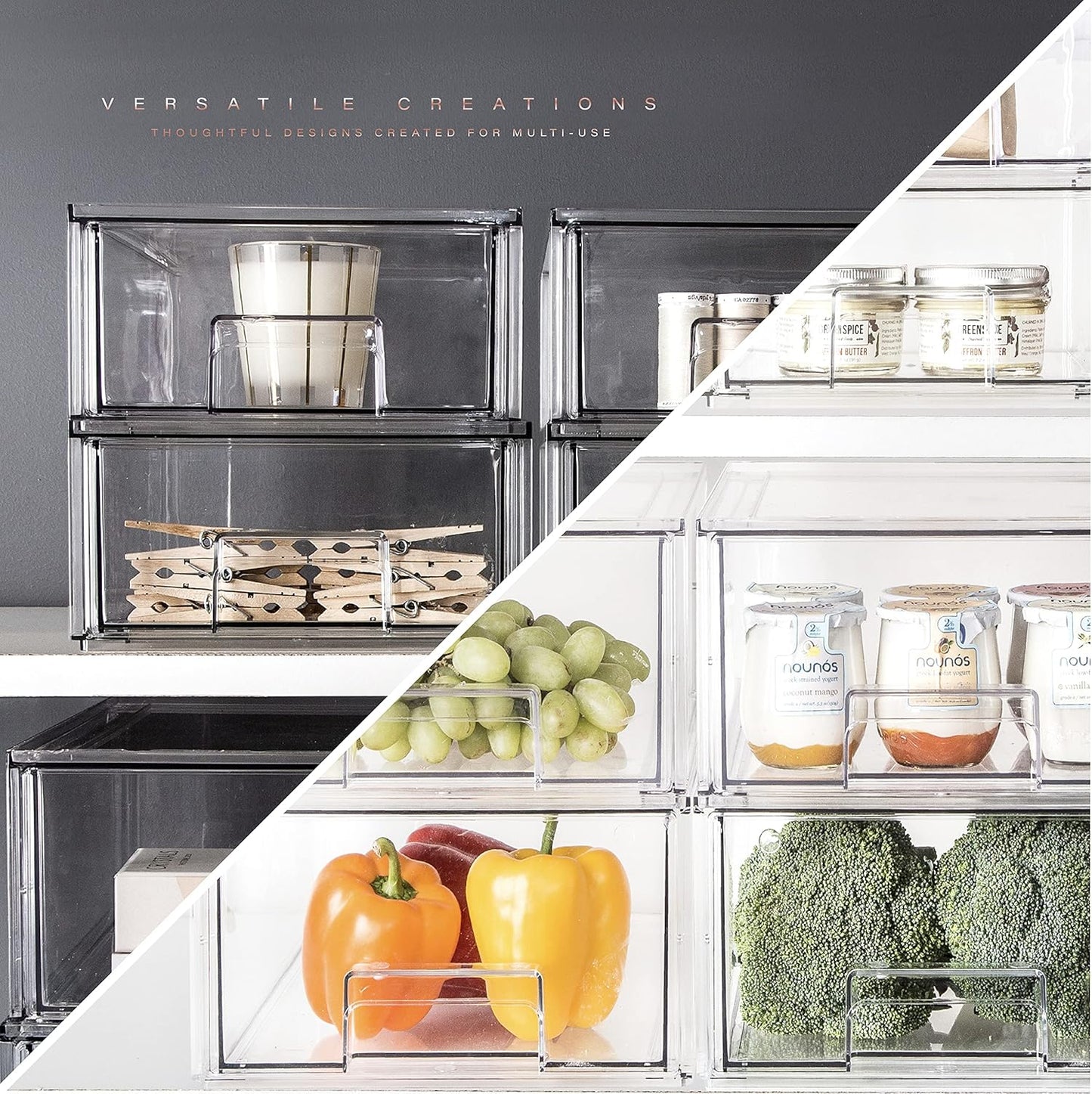 BINO | Stackable Storage Drawers, Small - Clear | THE CRATE COLLECTION | Storage Bins With Drawers | Bathroom Organizers | Under Sink Organizer | Vanity Cabinet Home Organization