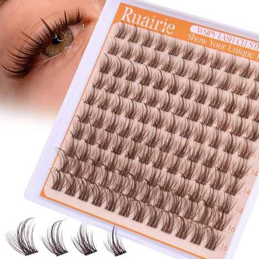 Brown Lash Clusters Natural Eyelash Clusters Manga Lashes Clusters Wispy Lashes Extensions with Invisible Band 3D C Curly Cluster Eyelash Extensions 10-16mm DIY Individual Lashes by Ruairie