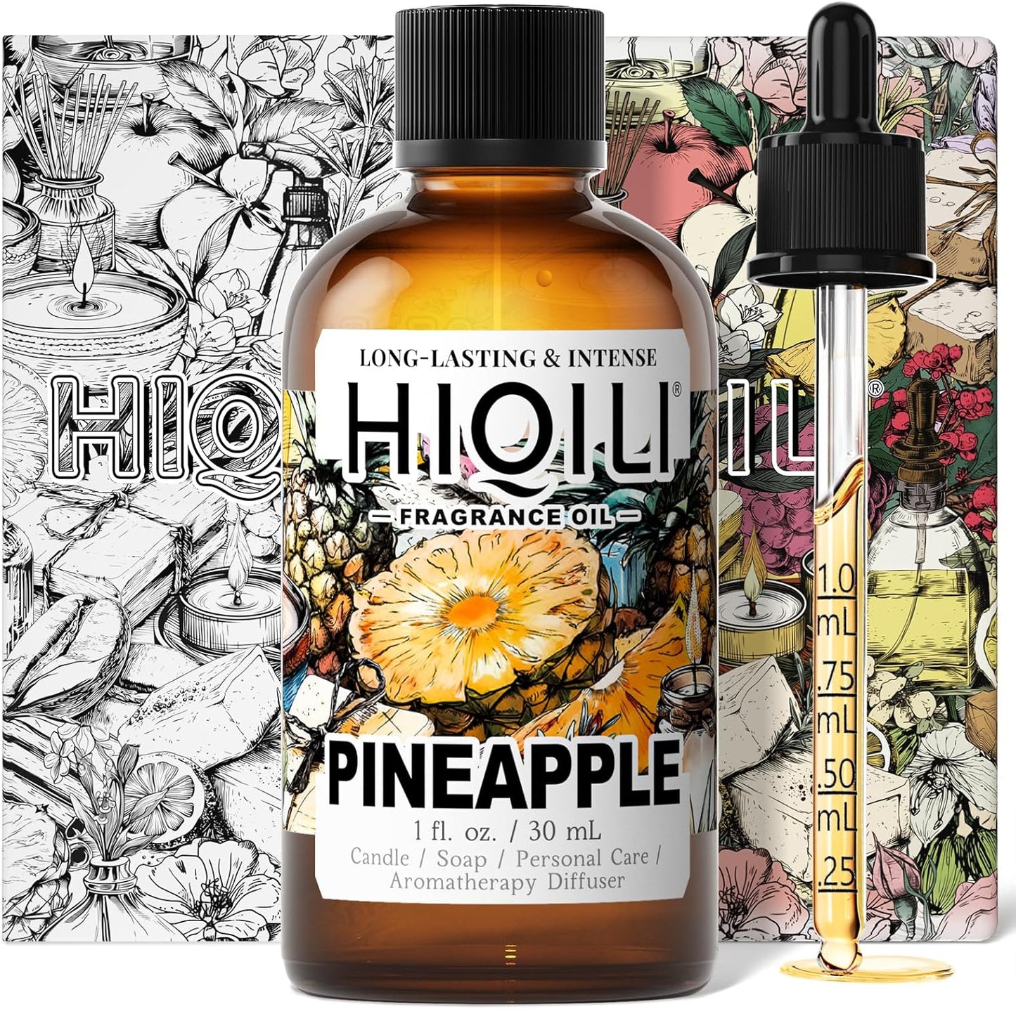 HIQILI Pineapple Fragrance Oil for Diffuser, Soaps, Bath Bombs, Candles Making, Bright Scents for Home, Car & Office - 1 Fl Oz