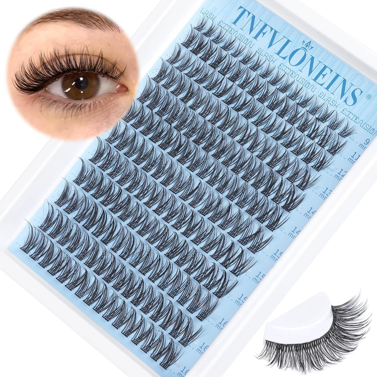 Wispy Lash Clusters Kit Natural Eyelash Extension Kit C Curl Lash Extension Kit Waterproof Individual Lashes Clusters DIY Cluster Eyelash Extensions Soft Eyelash Clusters Kit,Bond and Seal TNFVLONEINS