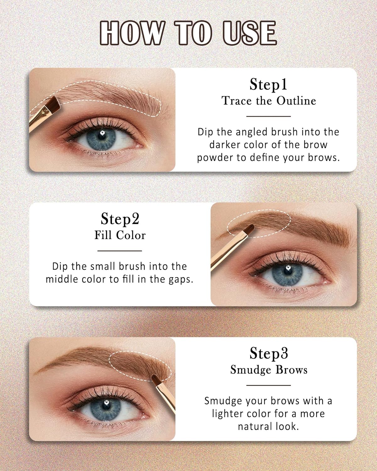 Eyebrow Powder Kit-3 Colors Eye Brow Tinting Powder Palette Long-Lasting Waterproof,Light Dark Grey Brown Brow Filler Eyeshadow,Mother's Day Makeup Gift for Women,With Mirror Brow Brush-Set 01