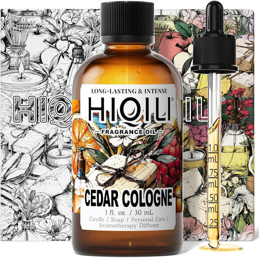 HIQILI Cedar Cologne Fragrance Oil for DIY Candle & Soap Making, Inspired by Alr-Cologne CED.Atls, Long-Lasting, Luxury Hotel Scents for Diffuser - 1 Fl Oz