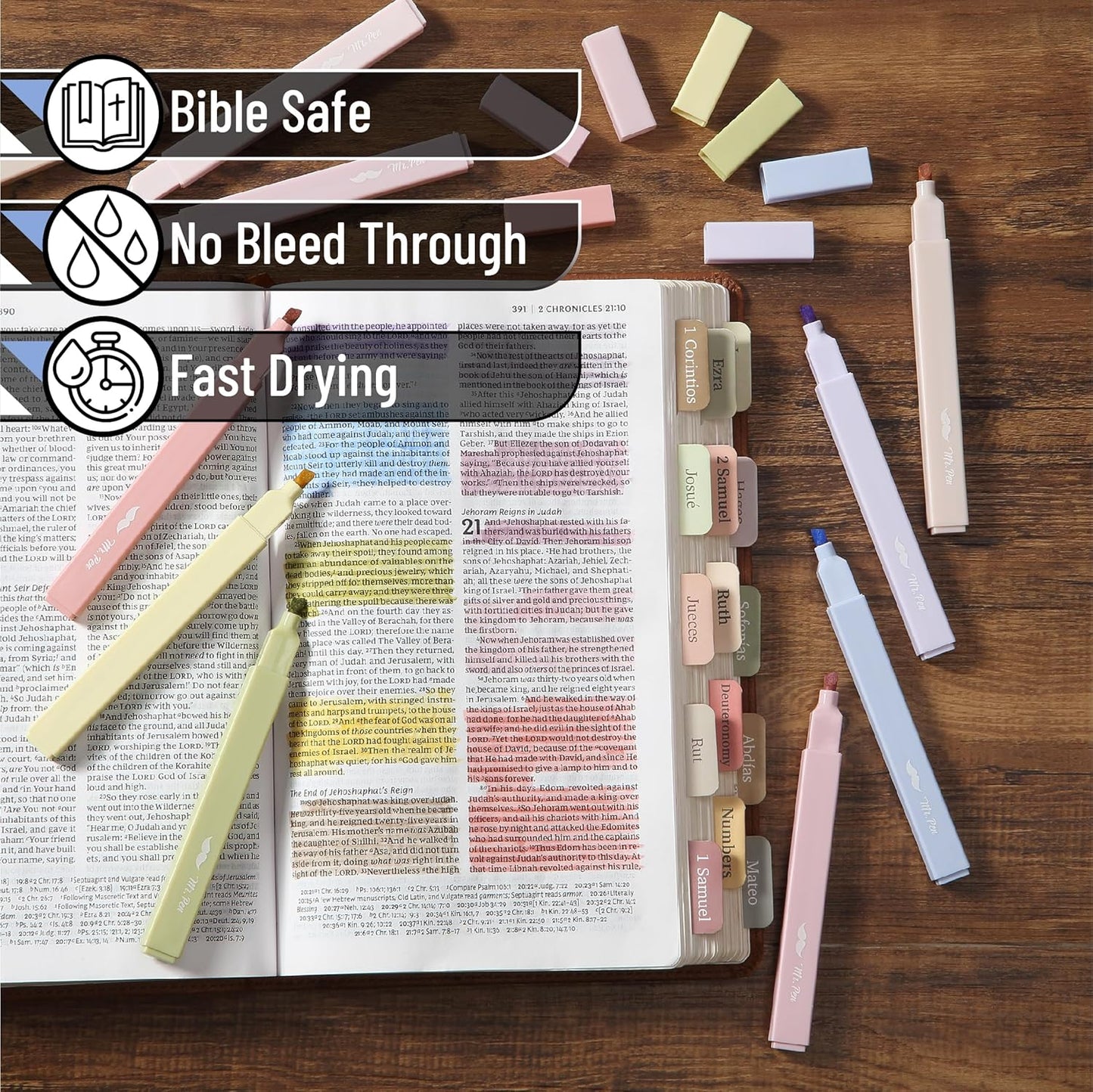 Mr. Pen- Aesthetic Highlighters, 10 pcs, Colorful, Chisel Tip, Cute Highlighters Assorted Colors, Bible Highlighters and Pens No Bleed, No Bleed Highlighters for Bible Pages No Bleed