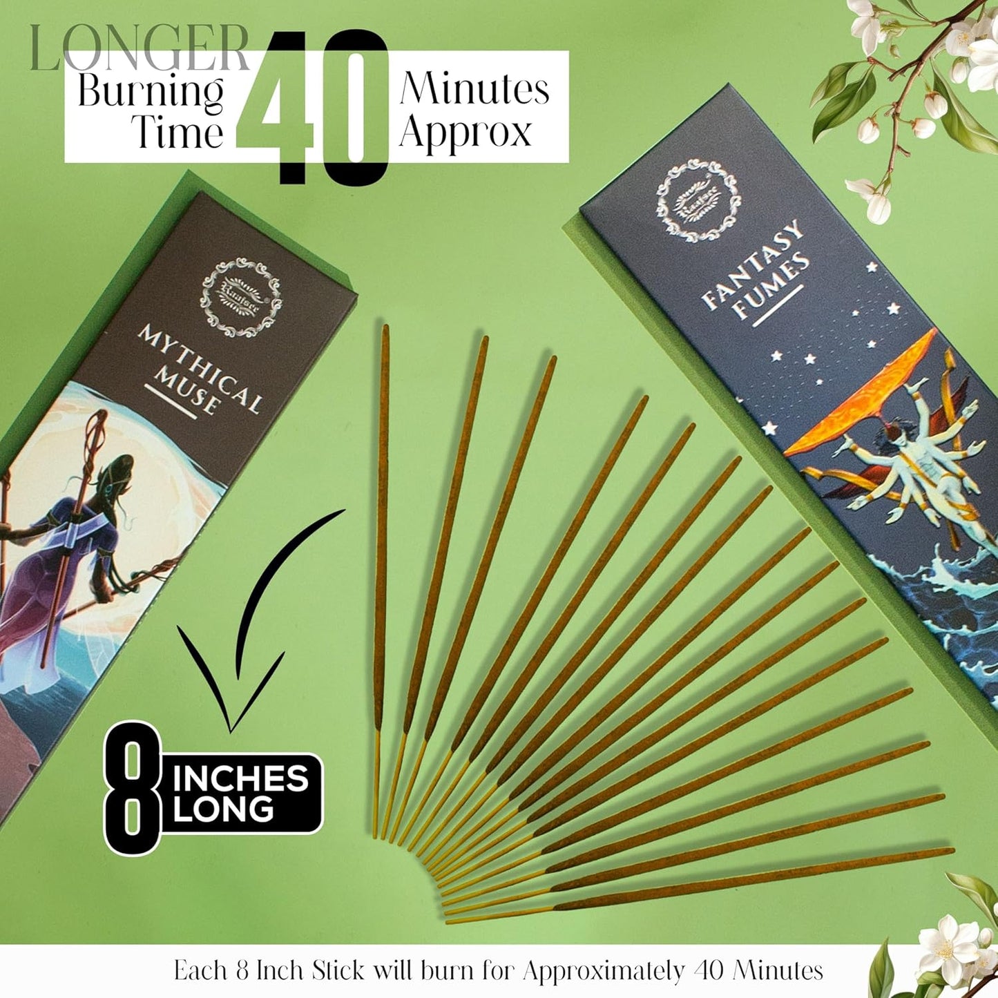 Raajsee Natural Incense Sticks with Inscent Holder, Pack of 6 Organic Insence-Sticks, 120 Incent Sticks, No Black Smoke,Witchy Gifts, Balsam & Cedar, Sandalwood, Apple Oak, Ylang Ylang, Vanilla