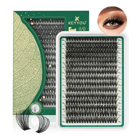 Lash Clusters 280Pcs Eyelash Clusters KEYYOU 80D 0.05D Curl 9-18MIX Clusters Lashes Super Soft Cluster DIY Eyelash Extension at Home(80D-0.05D,9-18MIX)