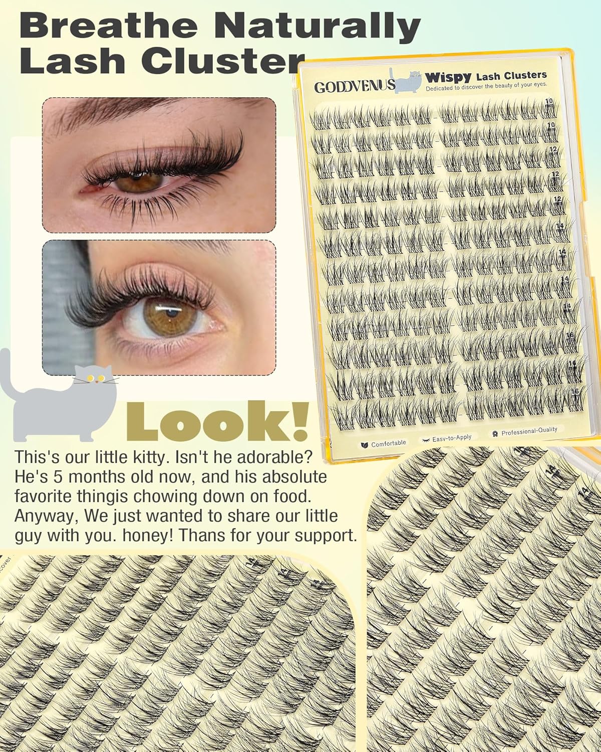 Wispy Lash Clusters Natural Fluffy Cluster Eyelash Extensions 144Pcs Individual Lashes Clusters 10-16mm Eyelashes Clusters for DIY Lash Extensions Weightless & Soft Cluster Eyelashes