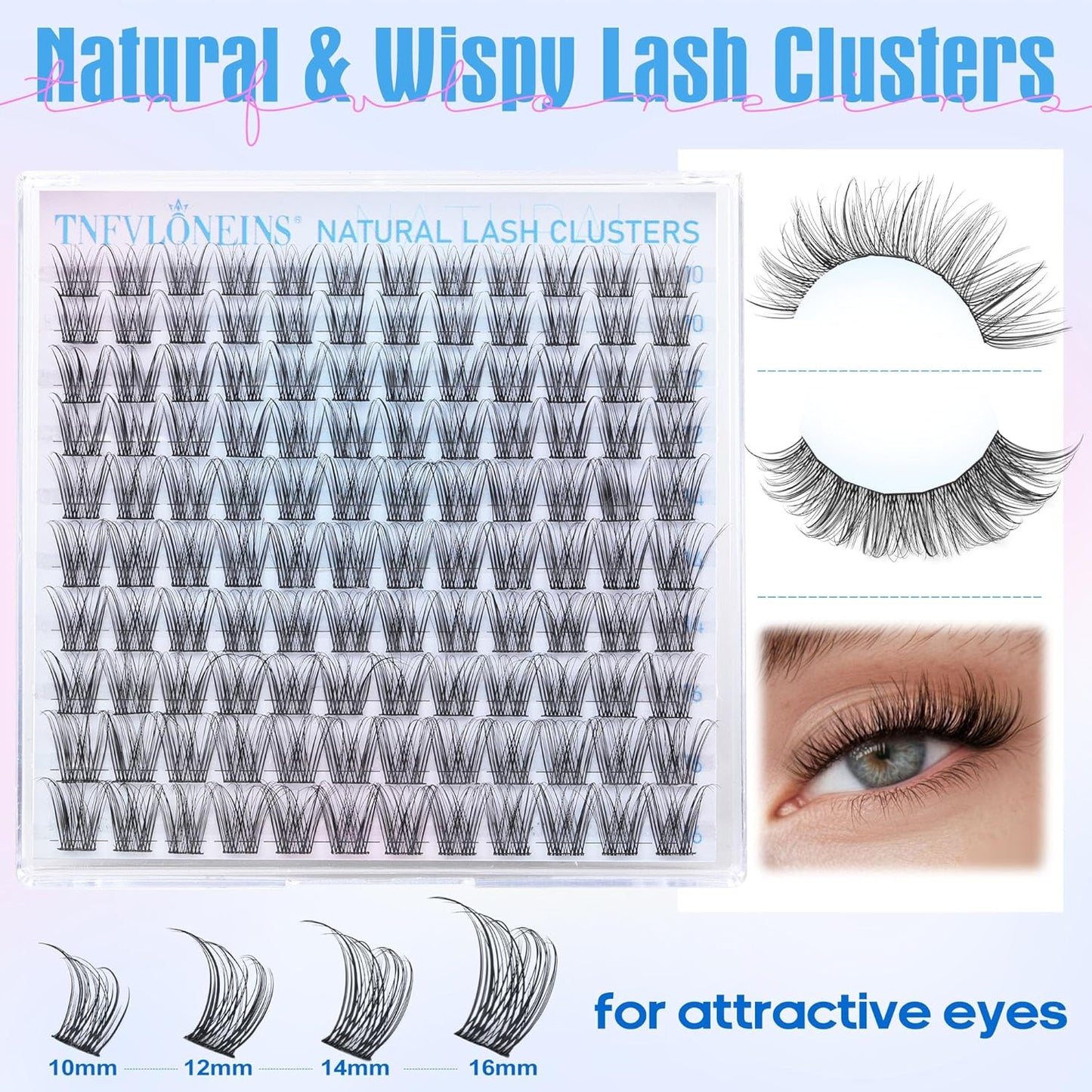 Wispy Lash Clusters Natural Eyelash Clusters 10-16MM Individual Lashes Clusters C Curl Cluster Eyelash Extensions DIY Lash Extension Soft False Eyelashes by TNFVLONEINS