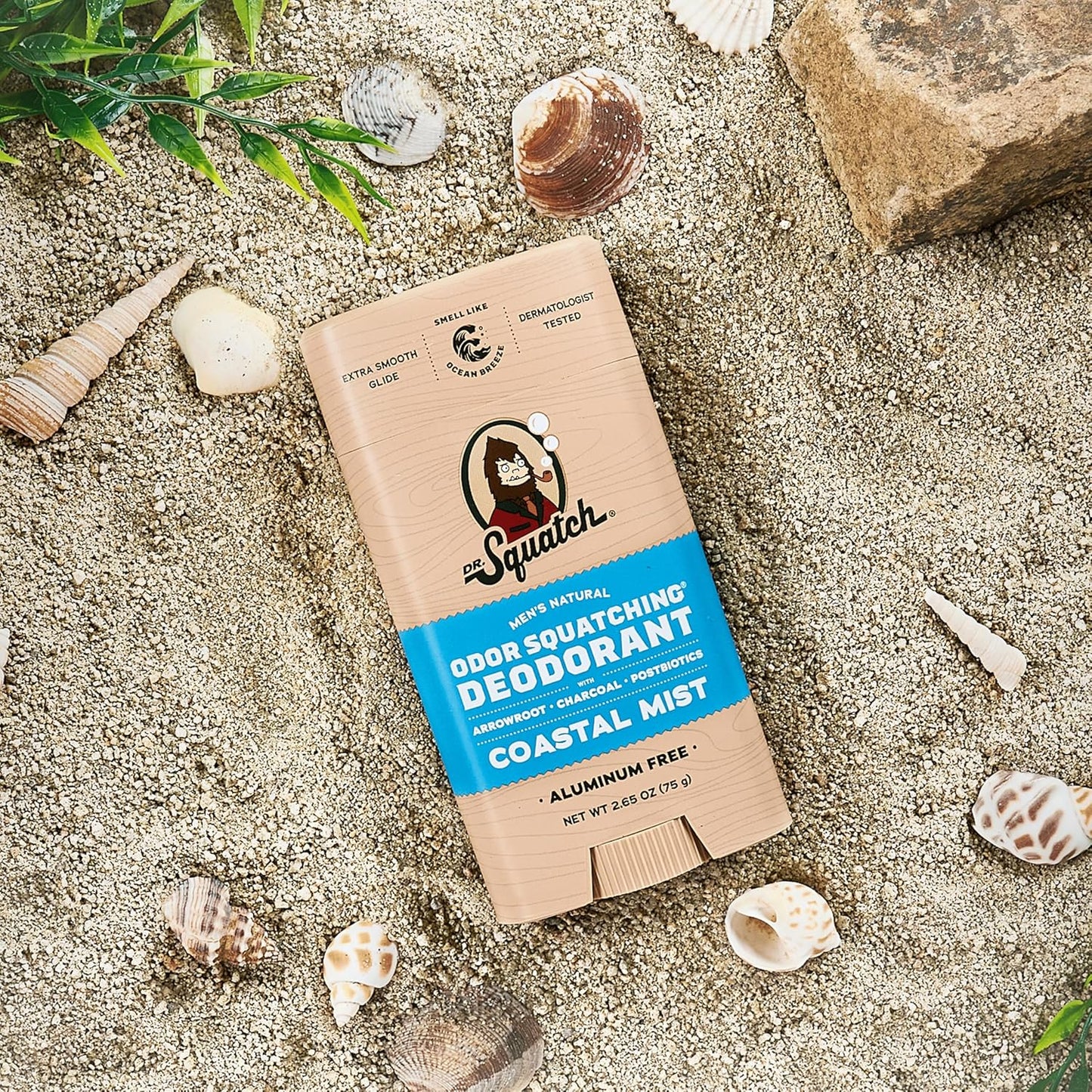 Dr. Squatch Natural Deodorant for Men - Odor-Squatching Aluminum Free - Coastal Mist (2.65 oz, 3-Pack)