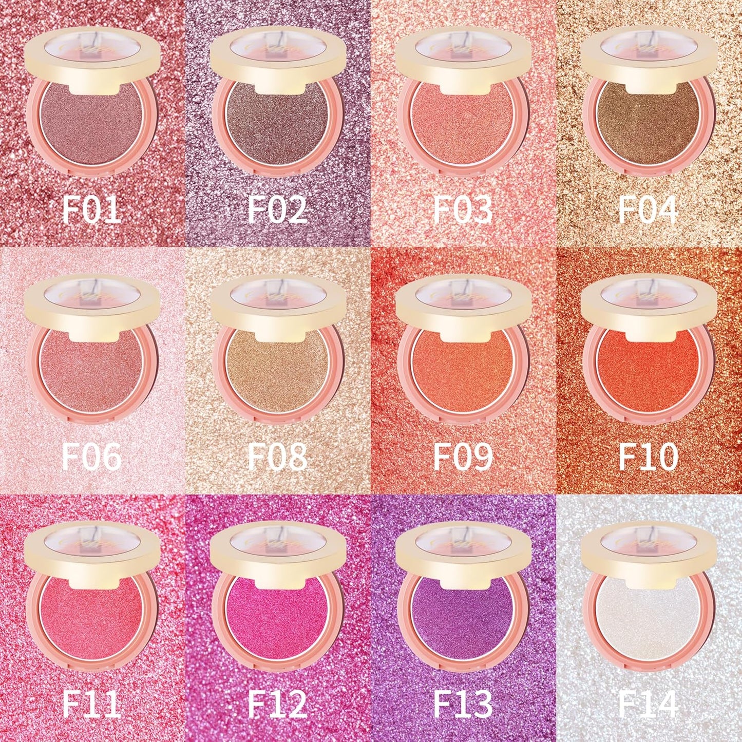 Oulac Highlighter Makeup Blush| 2 in 1 Powdery Cream Texture Blush & Highlighter| Golden Hour Makeup Bronzer Illuminating | Rich Colors &Blendable | Vegan & Cruelty-Free| F08 Glow Gold 4.8g